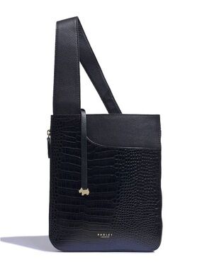 RADLEY LONDON Black Croc-Embossed Leather Crossbody Bag